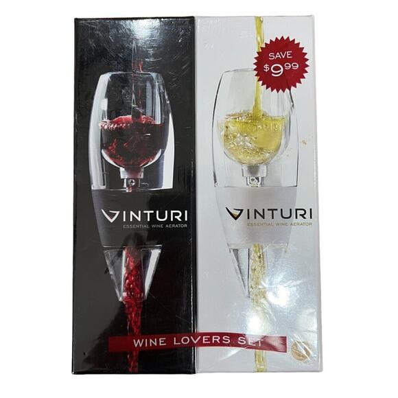 NEW Vinturi Wine Lovers Set Essential Red and White Wine Aerators Set of 2 Black - Picture 1 of 6